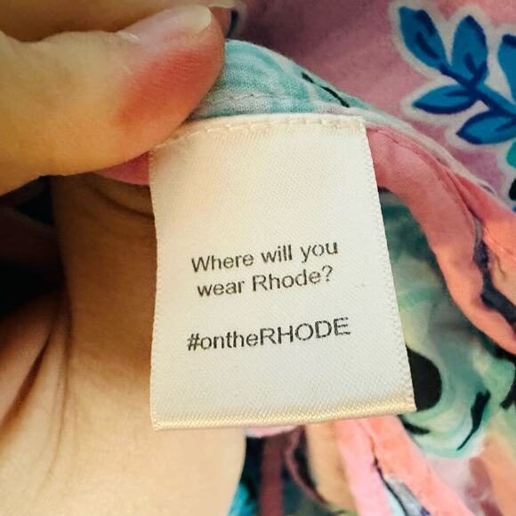 RHODE Women's Pink & Blue Floral Print Puff Sleeves Mini Dress Size Medium - Picture 12 of 16